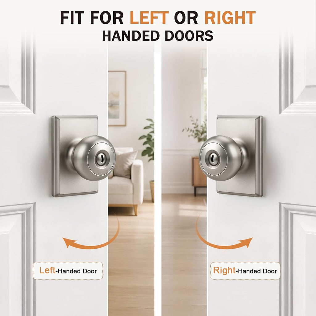 6 Packs Brushed Nickel Interior Privacy Door Knob with Lock