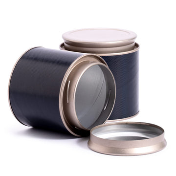 Airtight Round Tins for Matcha Powder Tea Coffee Beans Modern Style Portable Small Storage jar (black, 2*Small
