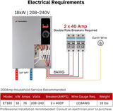 Tankless Water Heater Electric 18kW at 240 Volt, ThermoMate On Demand Instant Hot Water Heater Up to 4.4GMP
