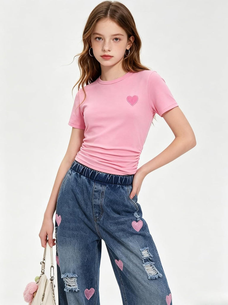 Outfits 2 PCS Short Sleeve Top Jeans Pants Clothes