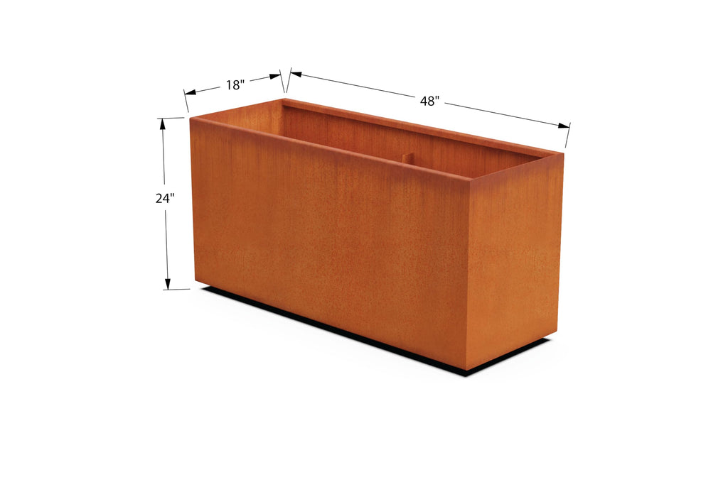 Large Rectangular Planters for Outdoor Plants - 48x18x24 Inch Corten Steel Planter | Extra Large Outdoor Planter Box