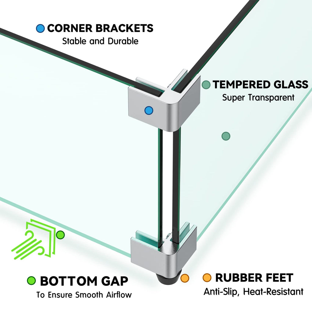 36" X 16" Rectangular Fire Pit Glass Wind Guard