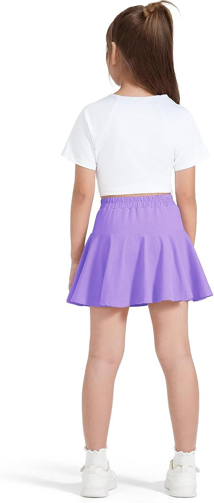 2 Pack Little Girls Athletic Uniform Skorts Toddler Skirt with Shorts