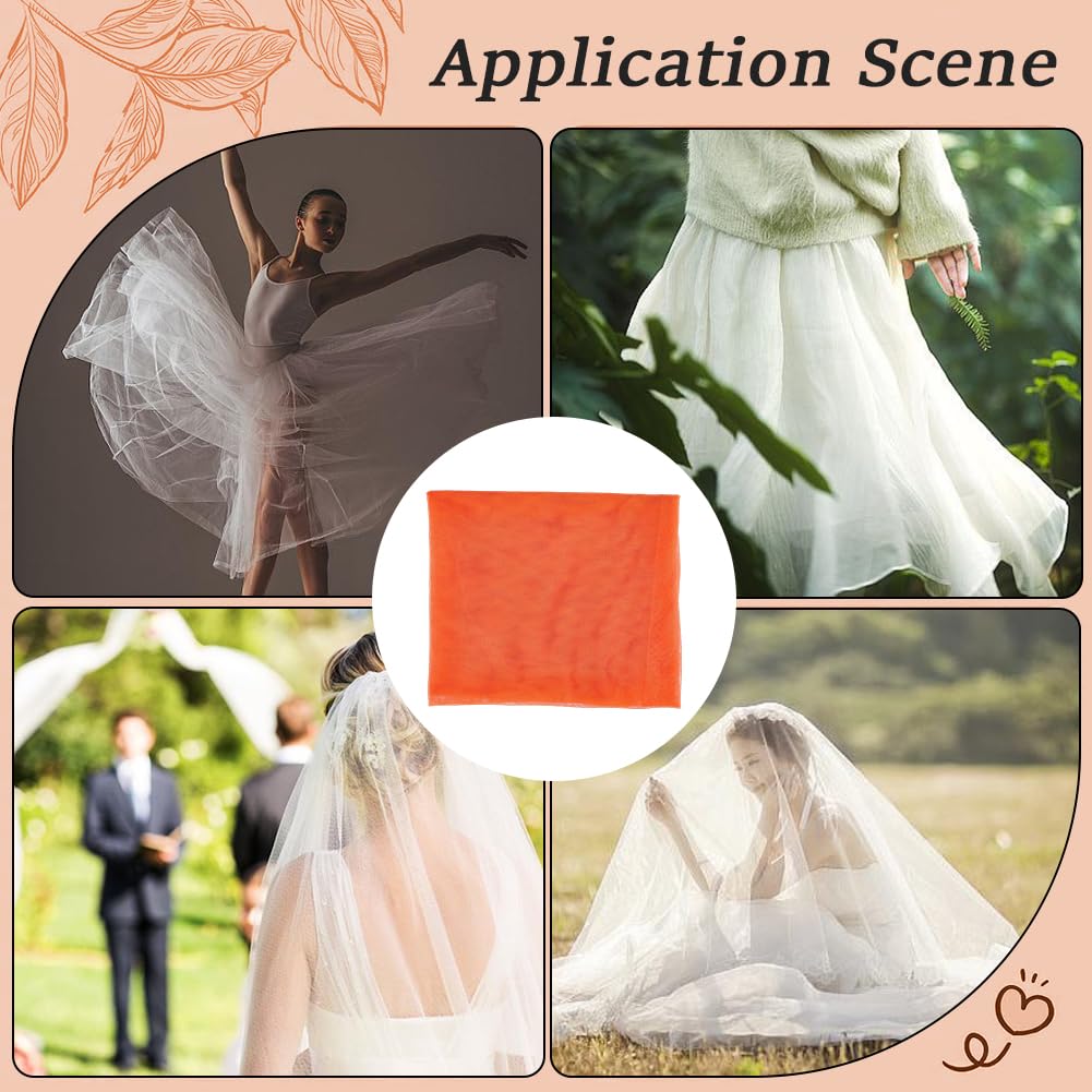 63 Inch Orange Mesh Fabric by The Yard Breathable Polyester Netting Tulle Cloth Soft Voile Solid Sheer Gauze Mosquito