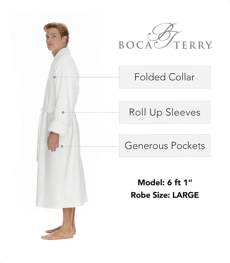 Men's Luxury Hotel Robe by Boca Terry, Microfiber Spa & Resort Bath Robe | Soft, warm hotel-style bathrobe, full