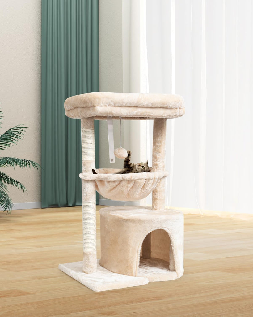 Small Cat Tree for Indoor Cats, Kittens Condo with Scratching Post