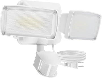 21W White Plug in Motion Sensor Light Outdoor, Flood Lights Outdoor Motion Sensor,2500LM, 5000K Daylight,IP65