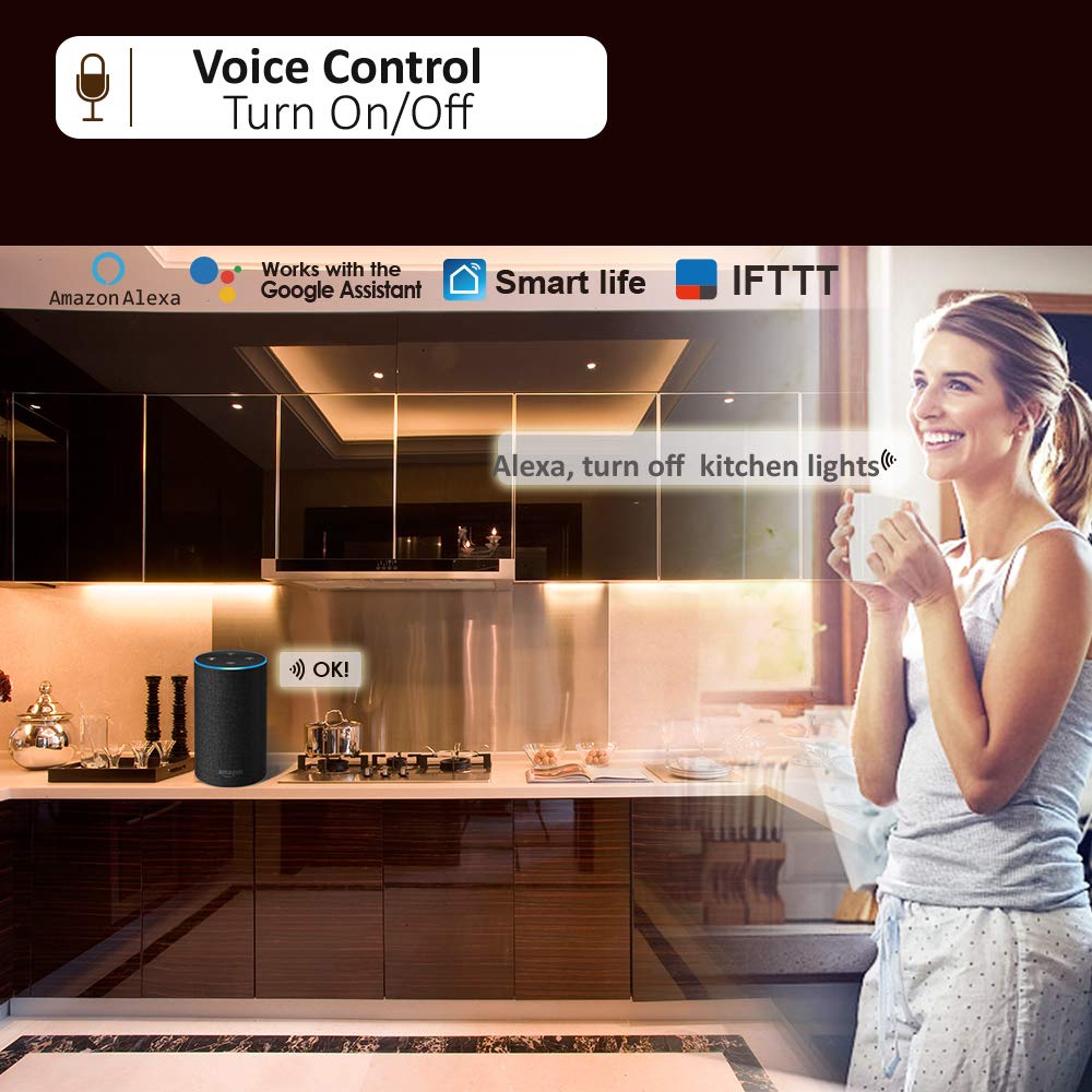 Smart Under Cabinet Lights Work with Alexa, Google,Siri, LED Light Shelf Counter Lighting with App, Voice Activated