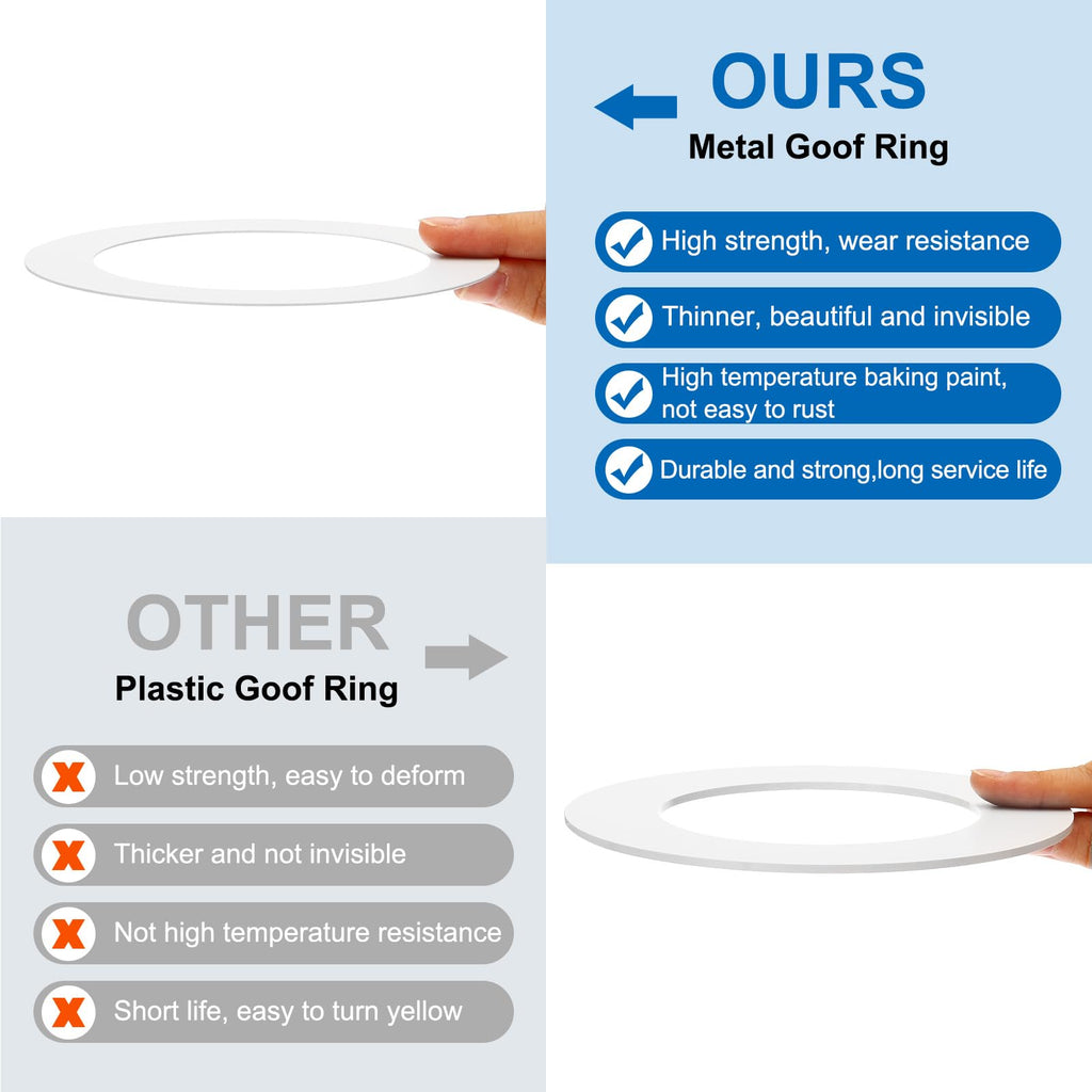 Goof Rings Inner Diameter 3.78", Outer Diameter 5.28", 8 Pcs Metal Goof Rings Cover Recessed Light Trim for Ceiling