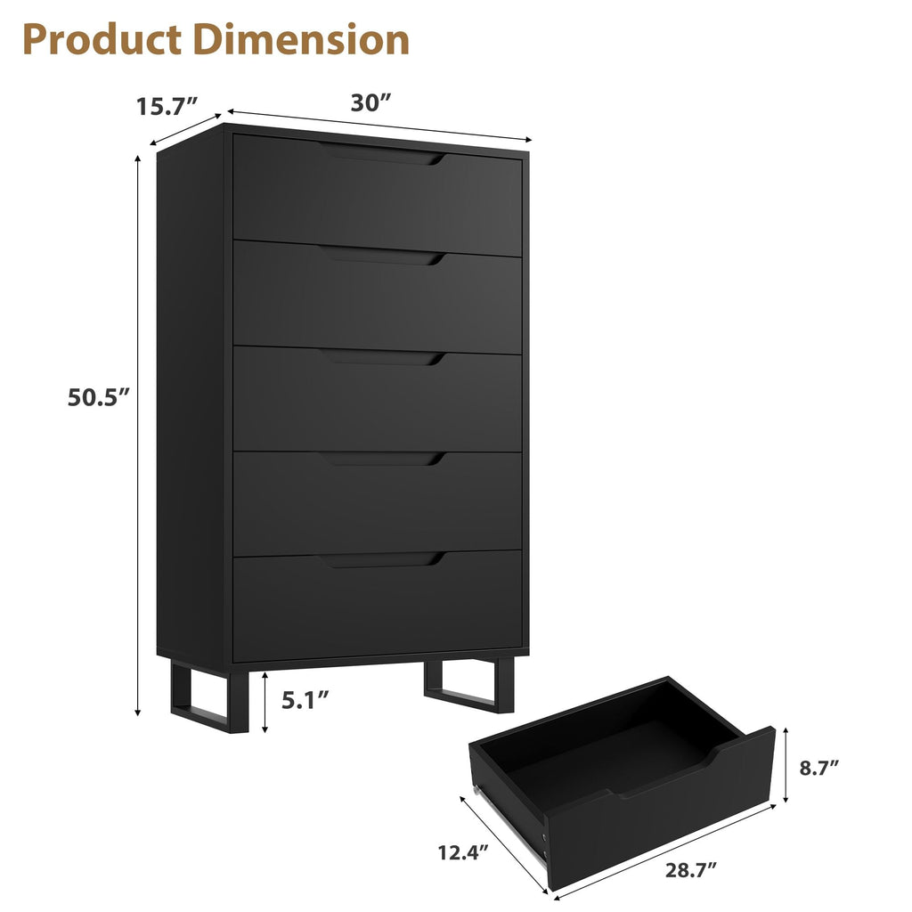 5, 50.5" Vertical Drawer with Storage