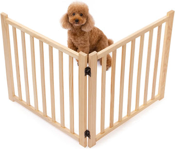 Non-Painted Wood Freestanding Pet Gate for Dogs-2 Panel H:23"