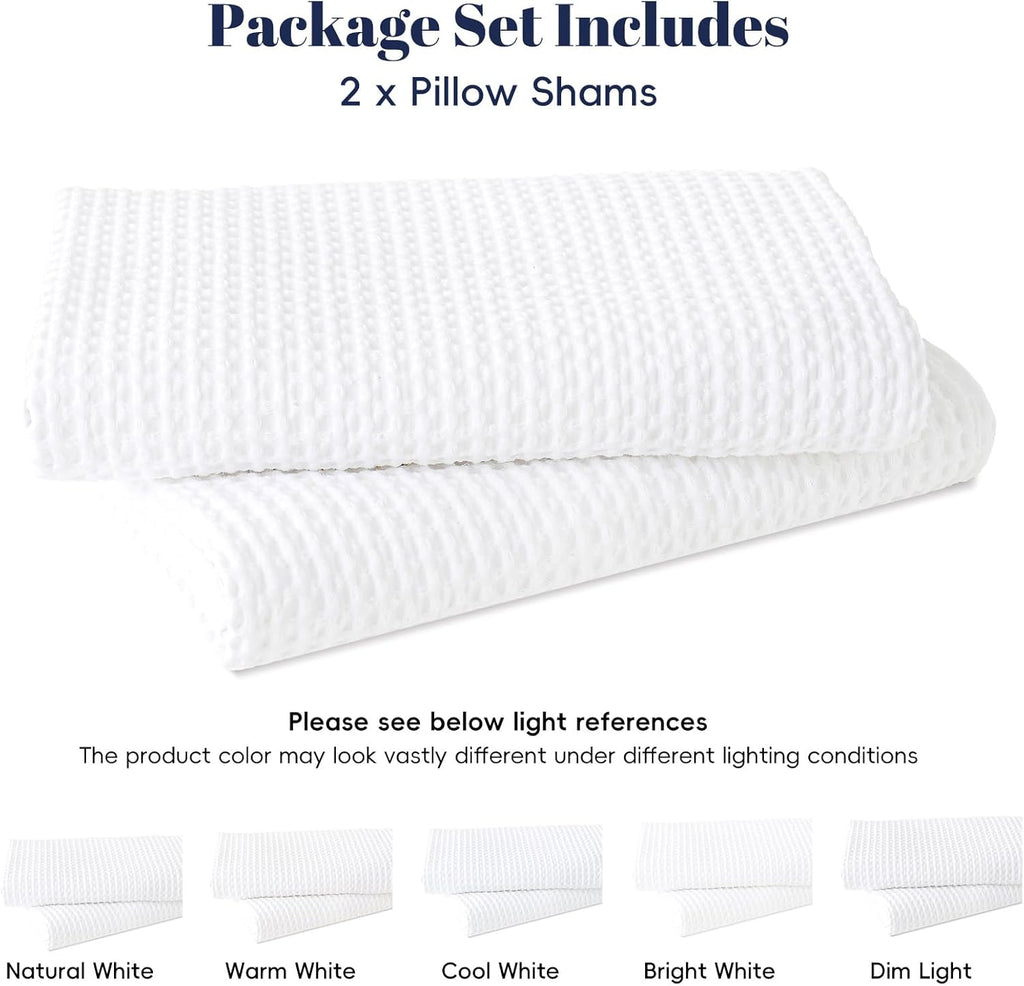100% Cotton Waffle Weave Euro Shams 26" x 26", No Filling, 2 Pack Elegant Home Decorative Euro Throw Pillow Covers