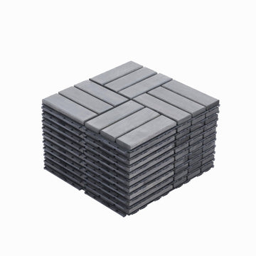 10 PCS Interlocking Deck Tiles, Solid Wood Patio Flooring Outdoor Waterproof, 12"x12"x0.8" Acacia Wood Tiles, Patio