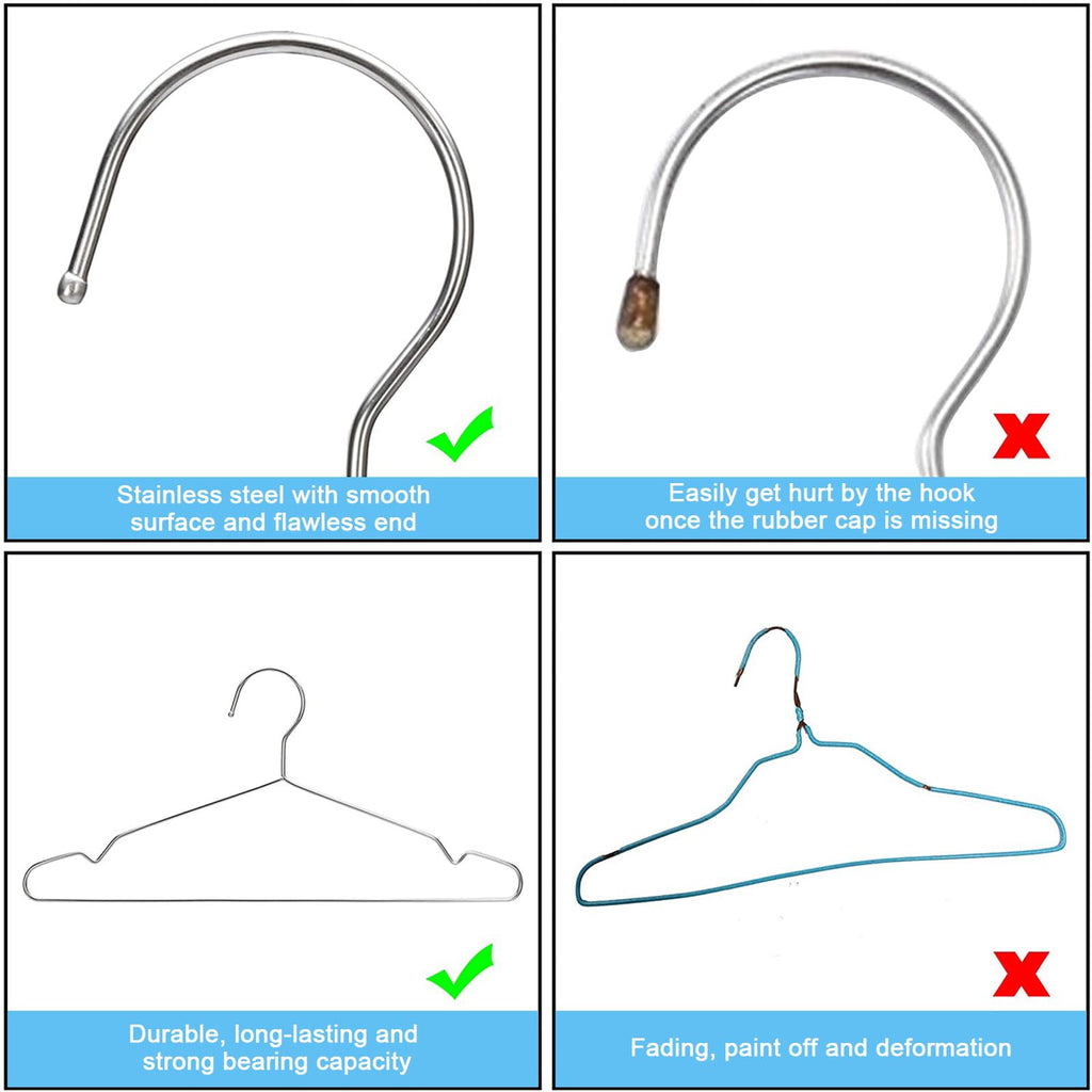 Clothes Hangers Coat 50 Pack 17.7 Inch Large Bulk Wire Hanger Non-Slip Heavy Duty Clothing Hangers Metal Space Saving