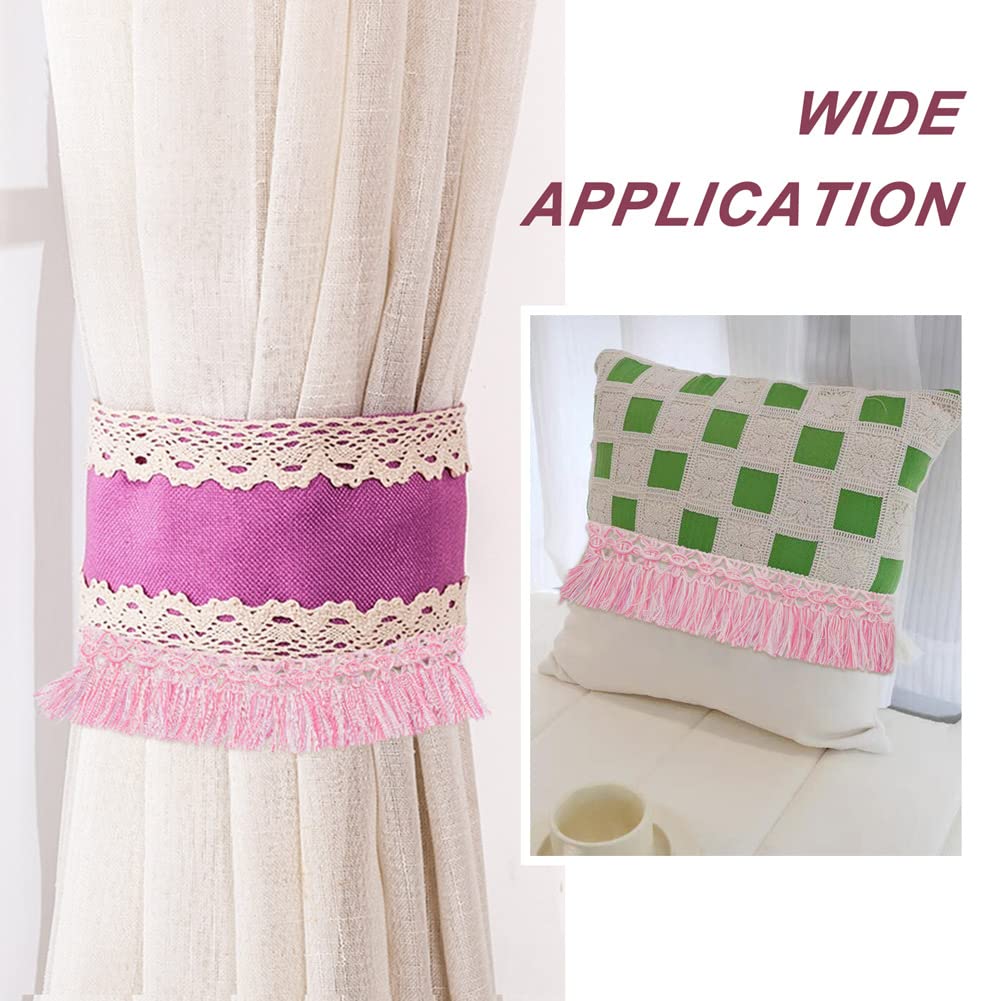 Polyester Fringe Tassel Lace Trim Pink and White 1 Inch Chainette Fringe Fibre Trim Ribbons Costume - 27.34 Yards