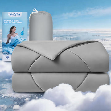 Cooling Comforter King Size Q-Max >0.48, Double-Sided Cooling Blankets for Hot Sleepers, Silky Soft Nylon Spandex