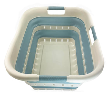 41L (10.8 Gallons) Collapsible 3 Handled Plastic Laundry Basket - Foldable Pop Up Storage Container/Organizer - Space