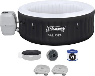 Miami AirJet Inflatable Hot Tub with EnergySense Cover Bundled with 2 SaluSpa Underwater Non-Slip Spa Seat with