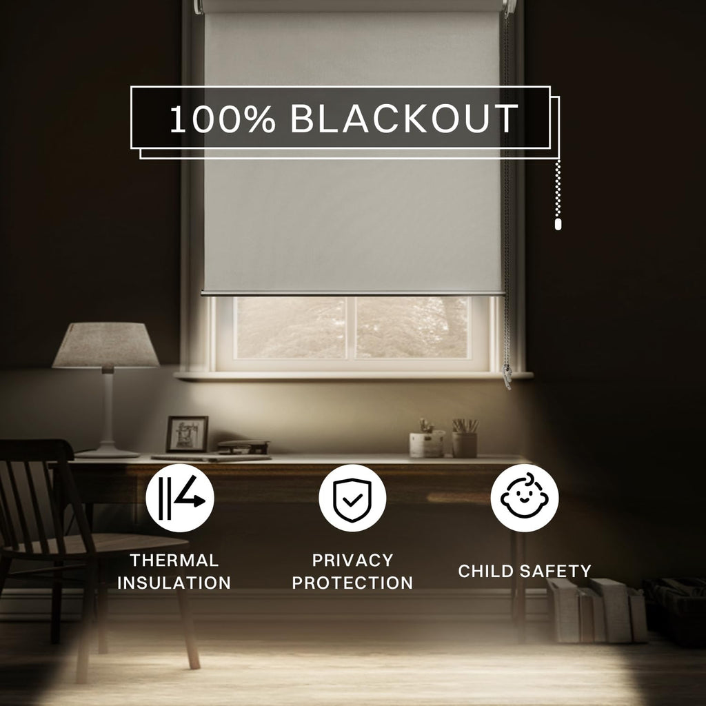No Drill Blackout Roller Shade, Beige
