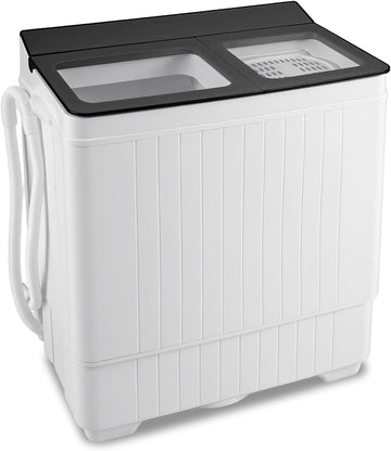 Portable Washing Machine, 26LBS Twin Tub Mini Compact Laundry Washer Spinner Combo with Drain Pump, 18Lbs Washer and