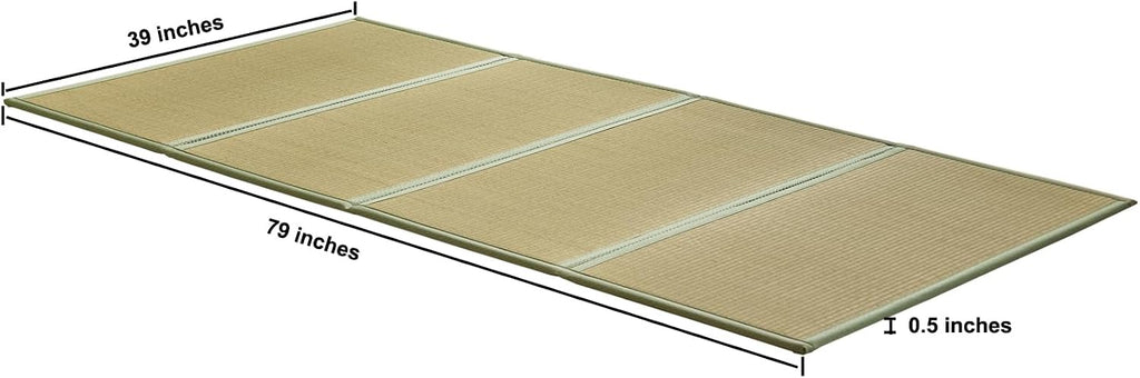 Natural Rush Grass Floor Tatami Mat, Twin, 79" x 39" x 0.5"