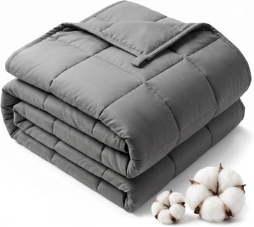 Cooling Weighted Blanket for Adults 15 lbs, 48"x72" Twin Size Heavy Blanket for Sleeping, Soft Breathable Cotton with