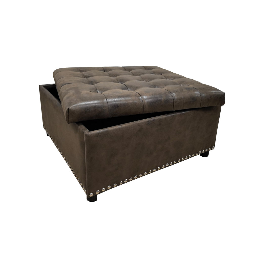 30"PU Leather Square Storage Ottoman Versatile Coffee Table( 30", Coffee)