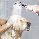 High Pressure Shower Head, 3-Settings Handheld Showerhead with ON/Off Full Shutoff Push Button and Switch to Control