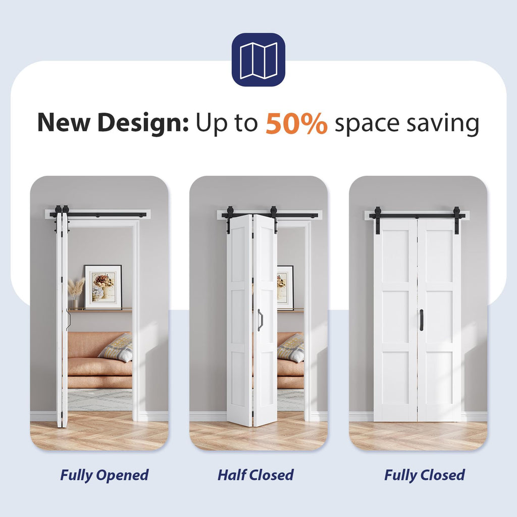 Bifold Barn Door 32X84(Double 16x84) Fit for 28"-30" Opening
