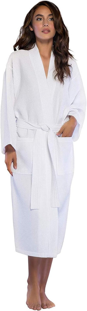 Embroidered and Monogrammed Bathrobes for Women | Lightweight Long Waffle Kimono Unisex Spa Robe