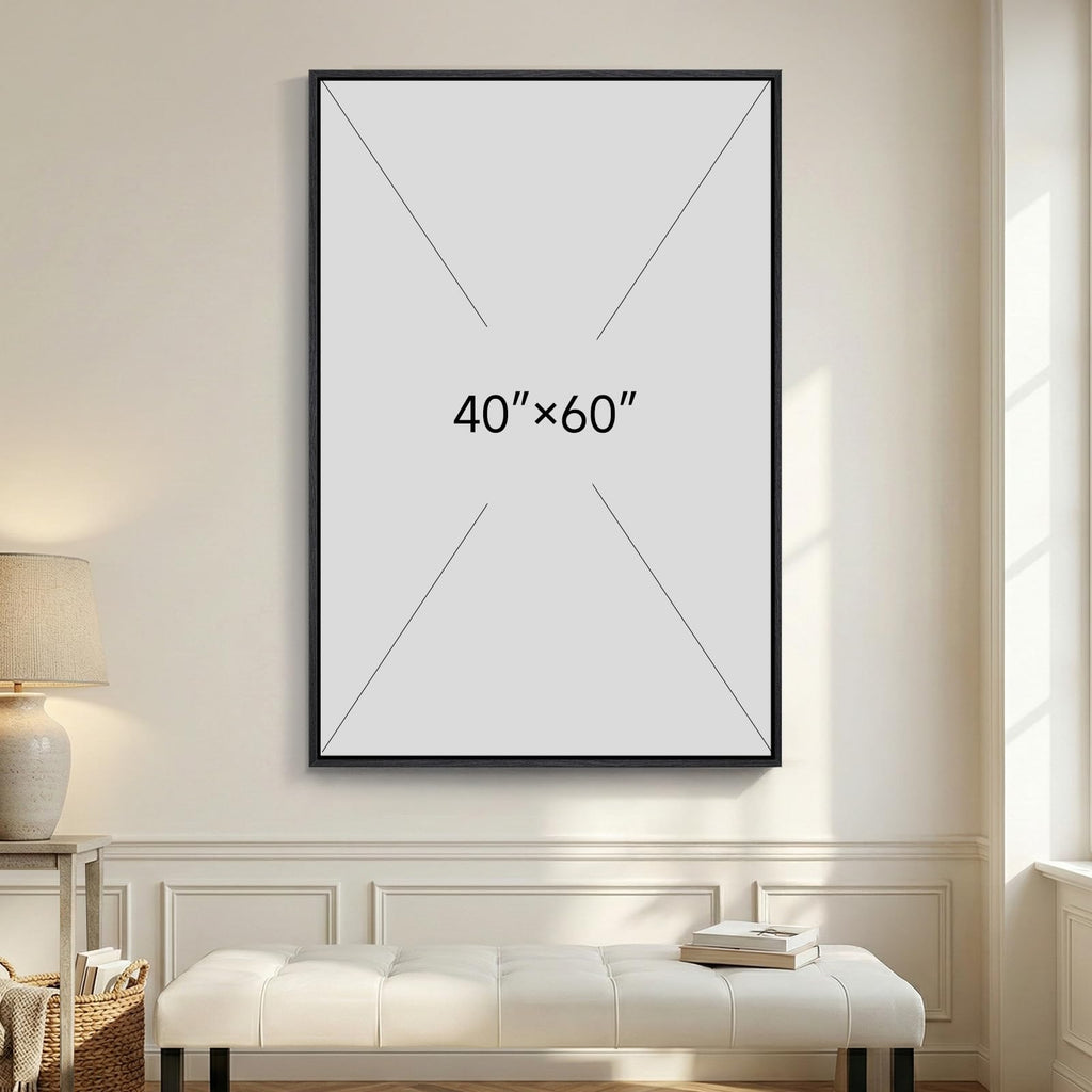 Extra Large Framed Black White Abstract Wall Art, 40x60 In