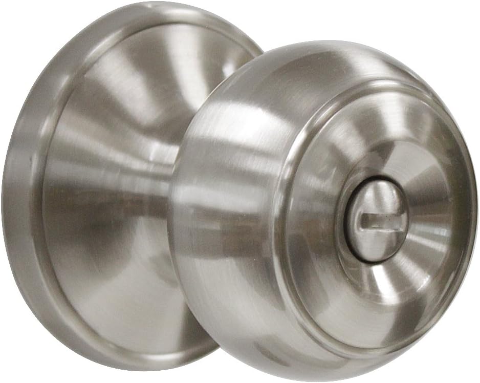 6 Pack Bathroom Bedroom Door Knobs Hardware, Round Privacy Knobs Locksets Interior Door Handles, Satin Nickel