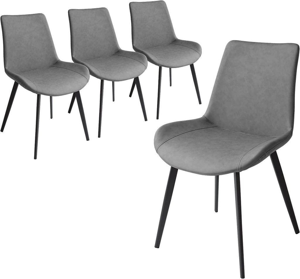 Dining Chairs Set of 4, Modern Kitchen & Dining Room Chairs, Upholstered Faux Leather Cushion Seat and Sturdy Metal