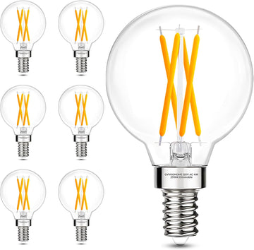 E12 Candelabra Base G16.5 Globe LED Bulb, 2700K Warm White, 40W Equivalent