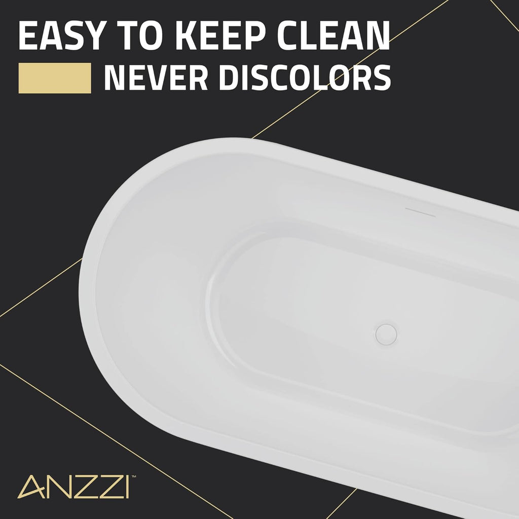 Chand 59 in. Acrylic Flatbottom Freestanding Bathtub in Black/White, FT-AZ098-59BK
