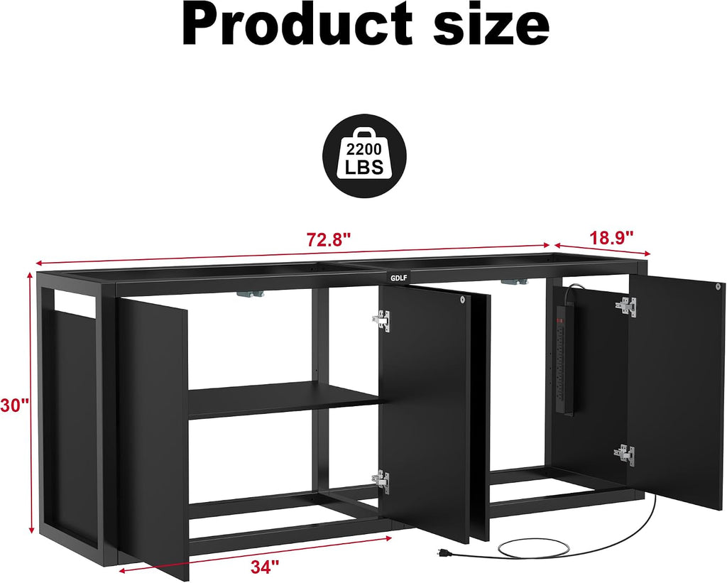 125-150 Gallon Large Fish Tank Stand, Metal Aquarium Stand