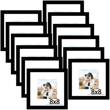 8x8 Picture Frame Set of 12, Modern Gallery Wall Frames, Black
