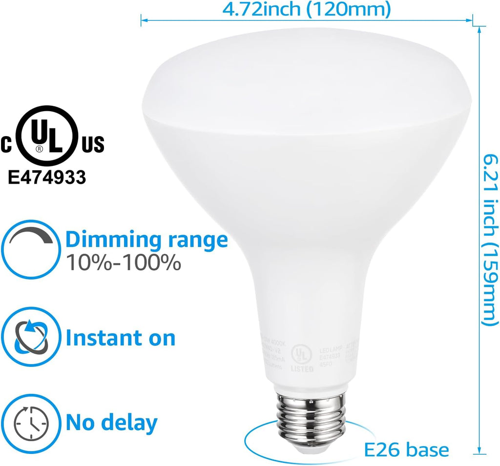 BR40 LED Light Bulbs Indoor Flood Light Bulbs 4000K