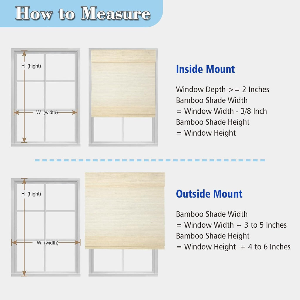 Blackout Bamboo Roman Shades Cordless, Woven Wood Natural Reef Roman Shade for Windows, Doors, Porch
