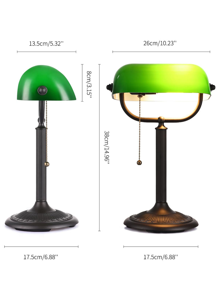Quick-Change Shade Antique Green Glass Bankers Desk Lamp