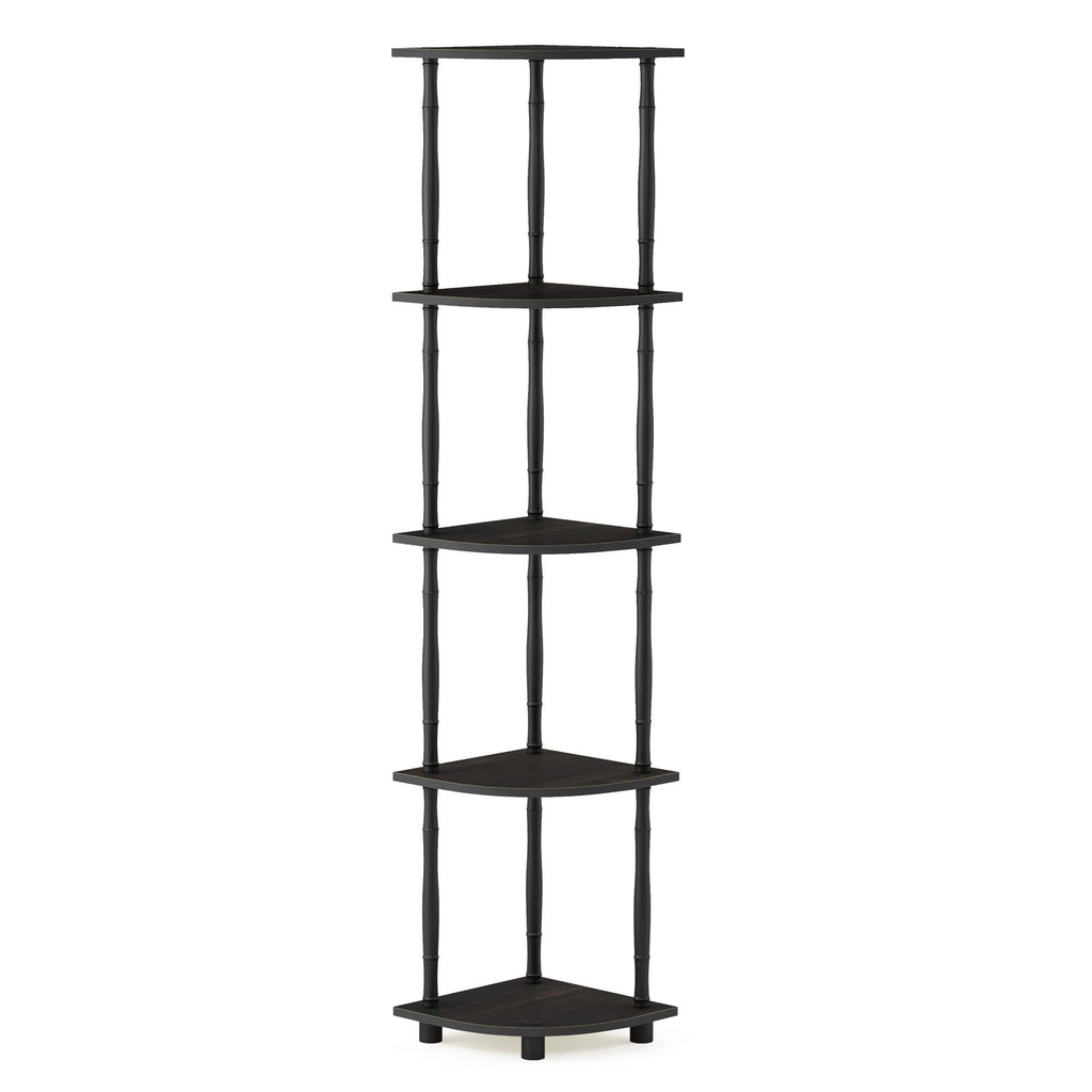Turn-N-Tube 5 Tier Corner Display Rack Multipurpose Shelving Unit with Classic Tubes, Espresso/Black (/BK)