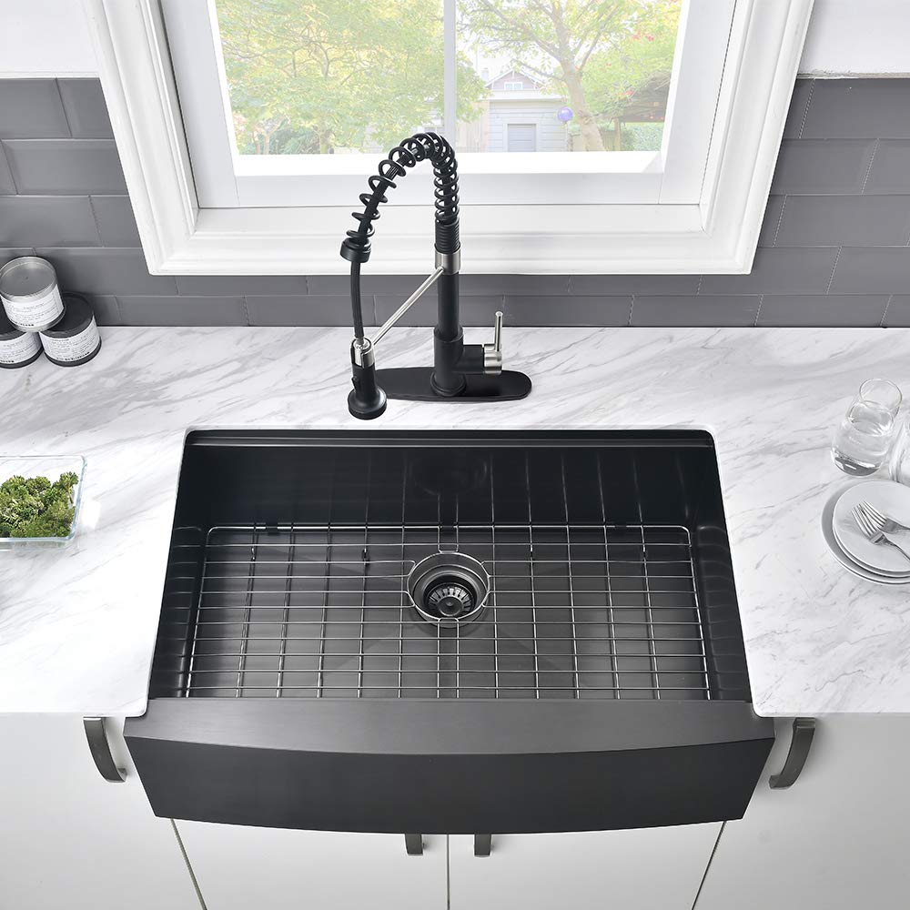 24 Inch Black Farmhouse Sink Apron Front Kitchen Sinks Workstation