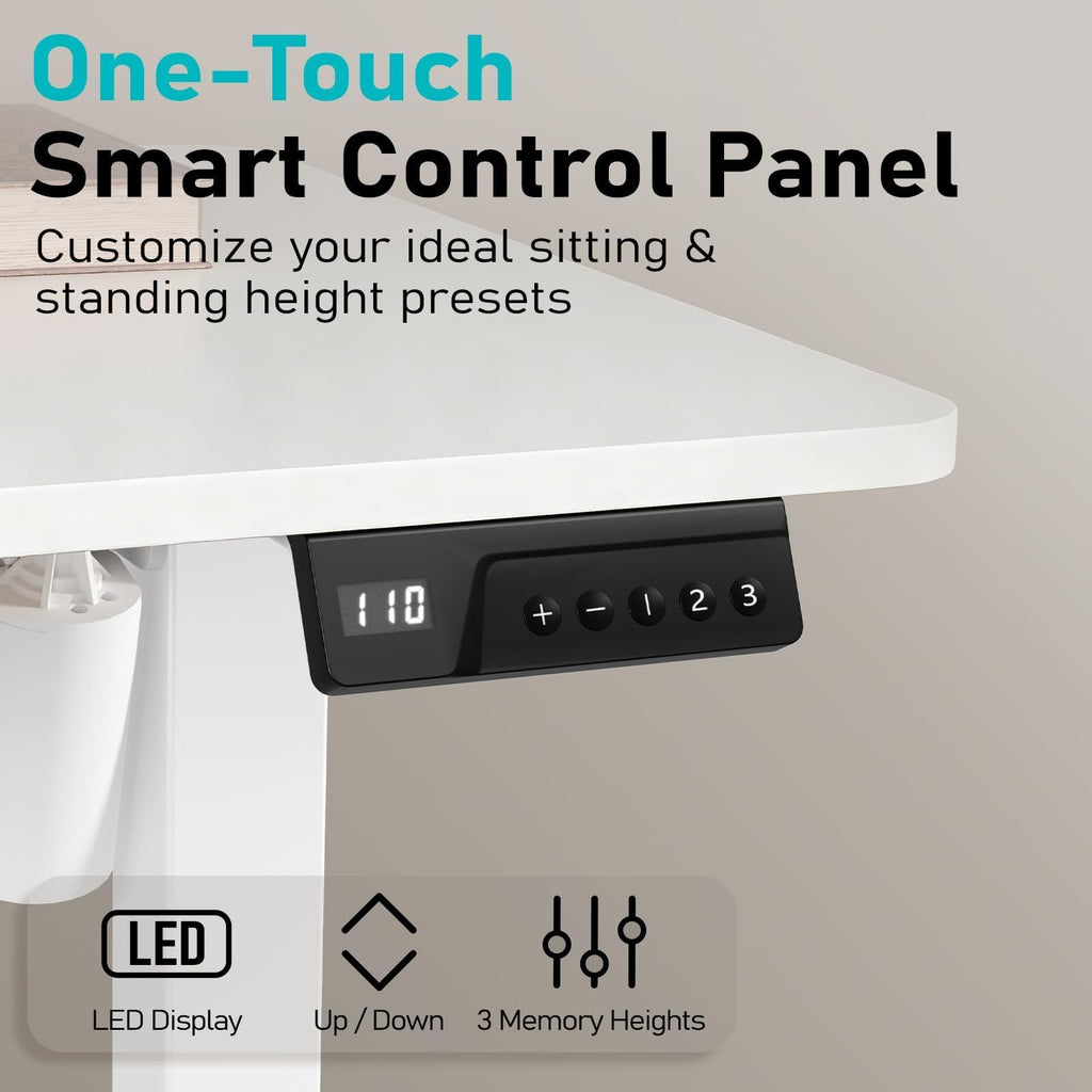 35" Electric Standing Desk, Small Sit Stand up Desk, White