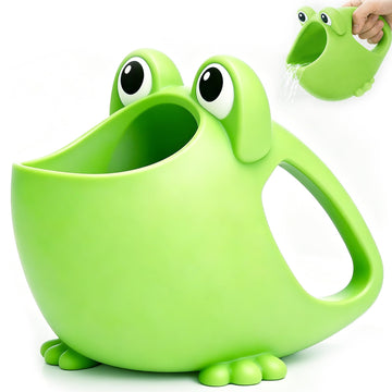 Silicone Baby Rinser Cup Frog Waterfall Bath Hair Rinse Cup, Green
