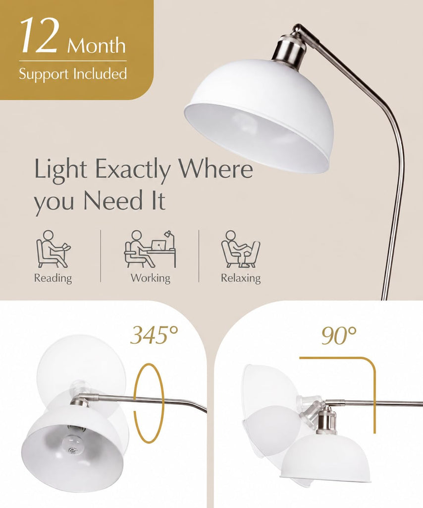 Halo Silver 61" Floor Lamp with Adjustable Head Reading Lamp