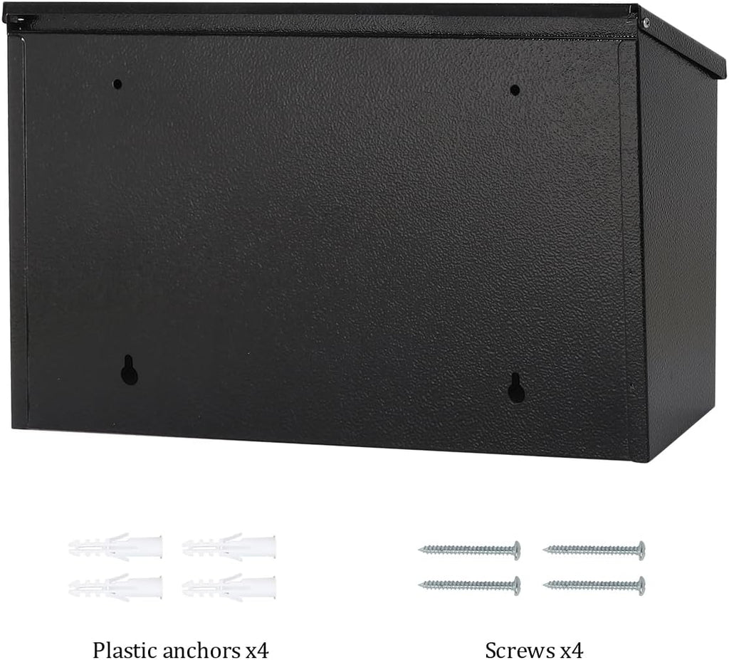 Locking Wall Mount Mailbox, Stainless Steel Mailboxes with Secure Key Lock and Newspaper Compartment, HPB2203 Silver