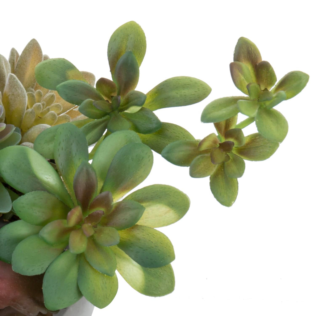 Artificial Succulent Arrangement in Round Gray Cement Planter Pot