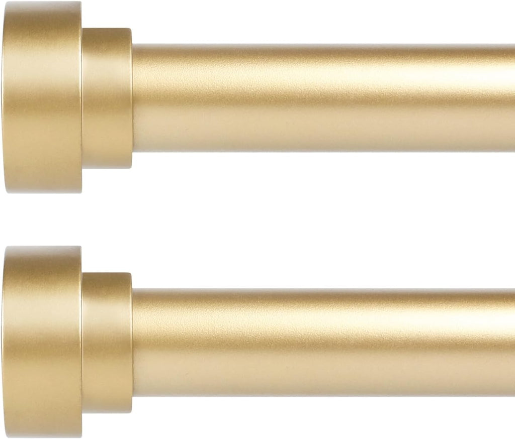 2 Pack Gold Curtain Rods,1 Inch Heavy Duty Curtain Rods,Adjustable Curtain Rod Set,Modern