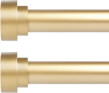 2 Pack Gold Curtain Rods,1 Inch Heavy Duty Curtain Rods,Adjustable Curtain Rod Set,Modern