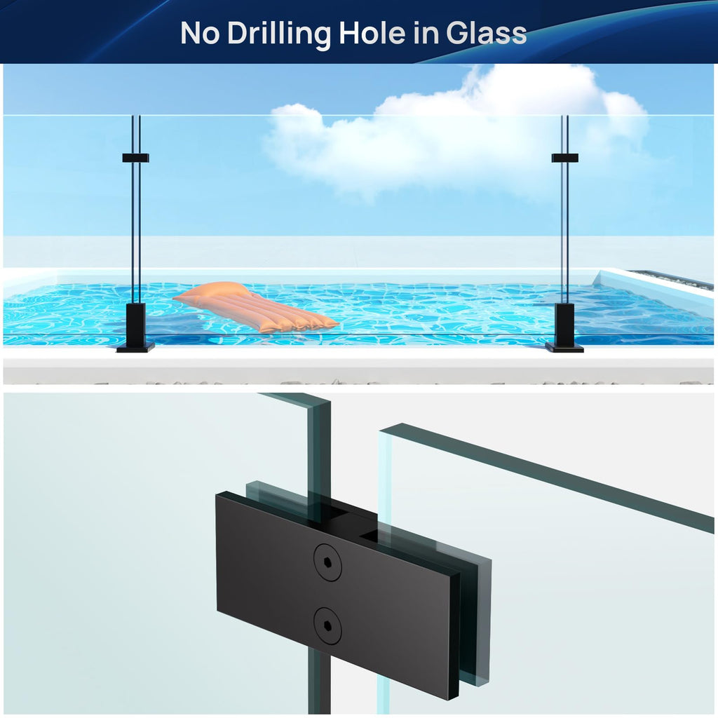 10 Pack Glass to Glass Clamp Frameless 180° Glass Railing Clamp
